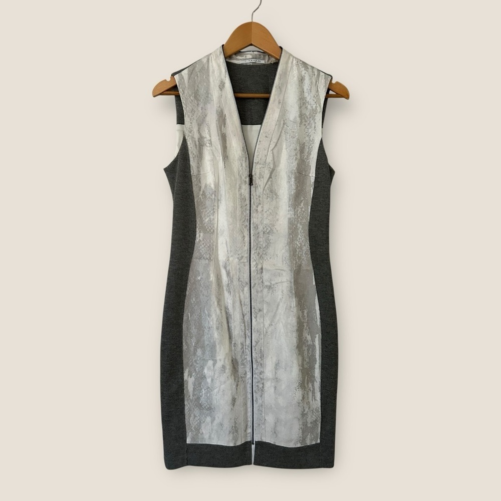 Tahari Sleeveless Snake Print Bodycon Midi Dress